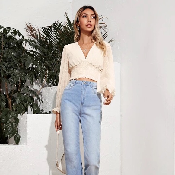 Women’s Frenchy Swiss Lace Babydoll Crop Top - Picture 2 of 7